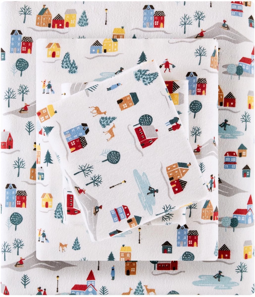 Sleep Philosophy True North Flanellen Lakens Set King Size, 100% Katoen, Geborsteld voor Extra Zachtheid