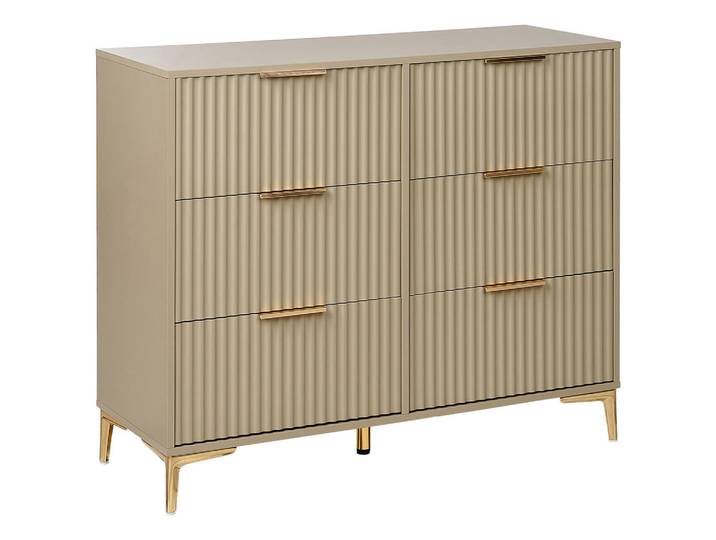 Beliani Kommode mit 6 Schubladen Beige Walcott, 108x89x40 cm, Kleinmöbel, Kommoden, Kommoden