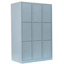 Lüllmann Schließfachschrank - 3 Abteile - 9 Fächer grau