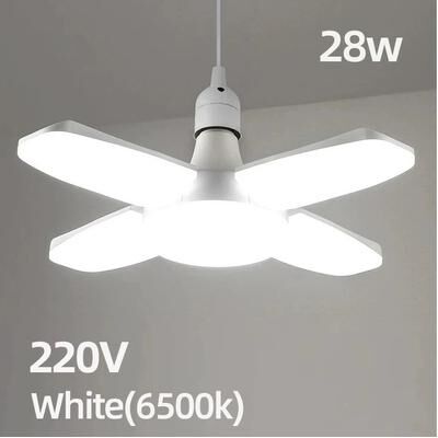 Inspire Select E27 Foldable Fan Blade LED Bulb 28W Deformable Ceiling Light 6500K Super Bright Garage & Warehouse Lamp cold White 220v 28w