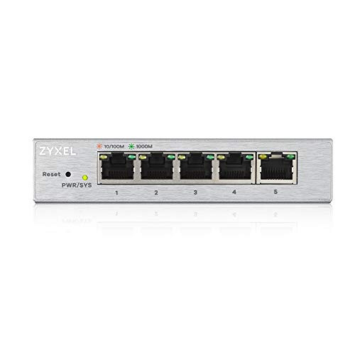 Zyxel 5-poorts Gigabit Ethernet Web Managed Switch met VLAN-ondersteuning en metalen behuizing