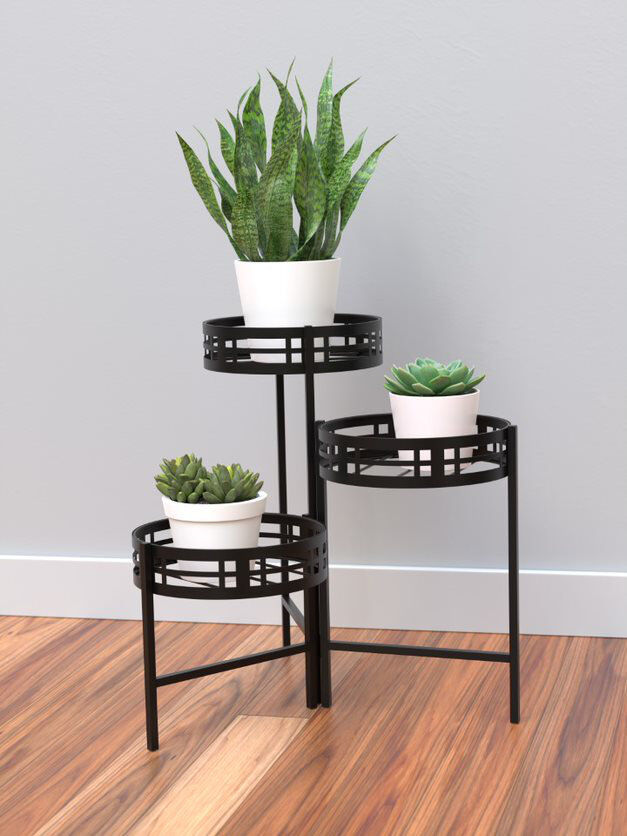 Ebern Designs Arvillia Metal Weather Resistant Plant Stand 53cm H X 51cm W X 51cm D