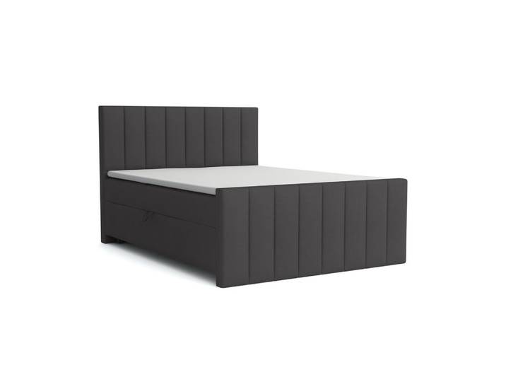 Deine Möbel 24 Boxbett FEN 160/200 Velours Anthrazit mit Taschen-Federkernmatratzen 7 Zonen H4, H4, 160x200 cm, Schlafzimmer, Betten, Boxspringbetten