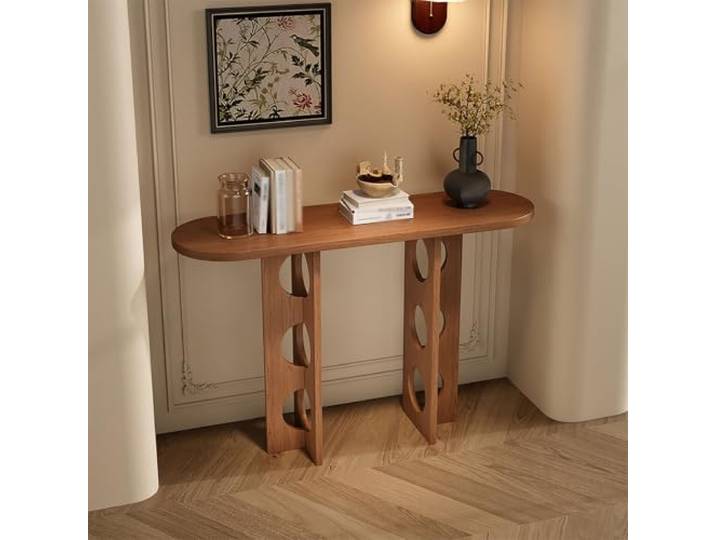 KAFHGEIN Konsolentisch Schmal aus Massivholz mit Einfacher Montage Konsolentisch aus Massivholz mit schmalem Design und einfacher Montage für Flur, Eingangsbereich, Foyer und Wohnzimmer