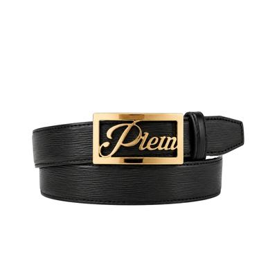 Ledergürtel PHILIPP PLEIN "N/A", Herren, Gr. 110, schwarz (0293, schwarz, lightgold), Gürtel Ledergürtel