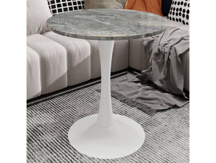 Table basse - OEM - Moderne - 70x70x72 cm - Marbre artificiel - Blanc antique+Gris