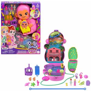 Polly-Pocket Spielset HWP04, ab 4 Jahre, Affenmama und Baby, 19 Teile