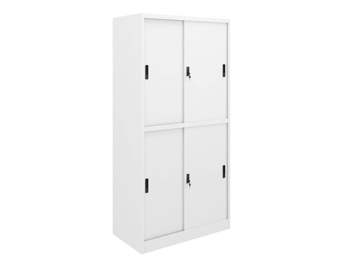 Aktenschrank mit 4 Schiebetüren 90 x 185 cm weiss