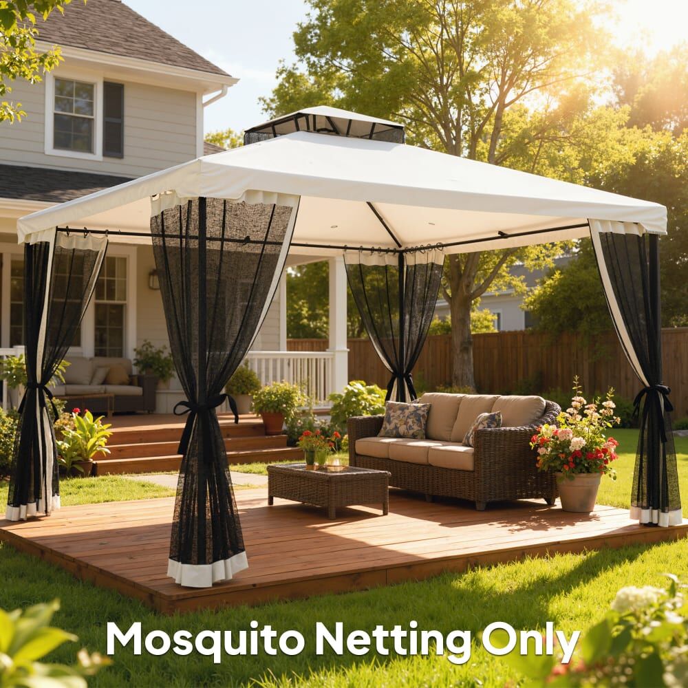 Outsunny 4 paneles mosquitera carpa 335x0x207cm negro