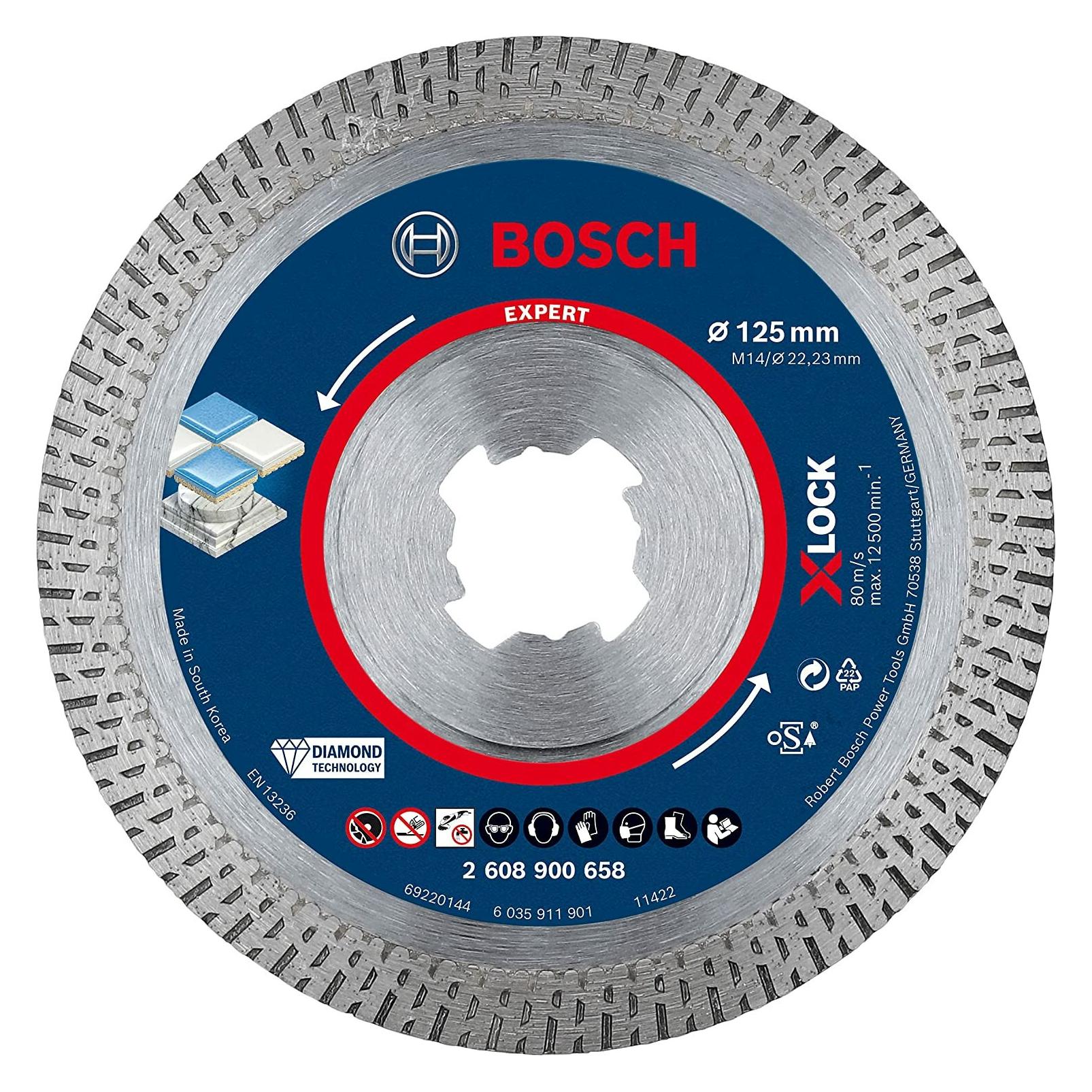 Bosch Professional Zubehör EXPERT HardCeramic X-LOCK Diamanttrennscheiben, 125 x 22.23 x 1.4 x 10 mm (2608900658)