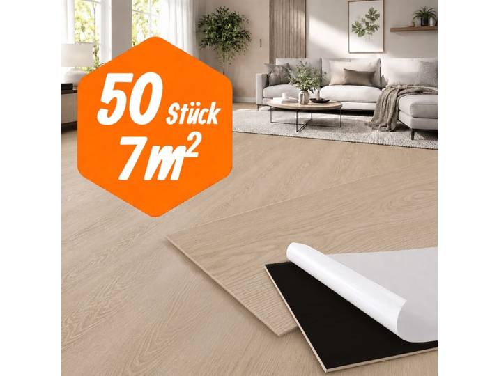 Relaxdays Selbstklebender PVC Bodenbelag Eiche