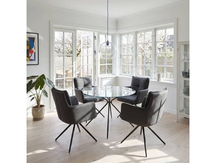 Ensemble de 2 chaises repas tissu anthracite sagesse