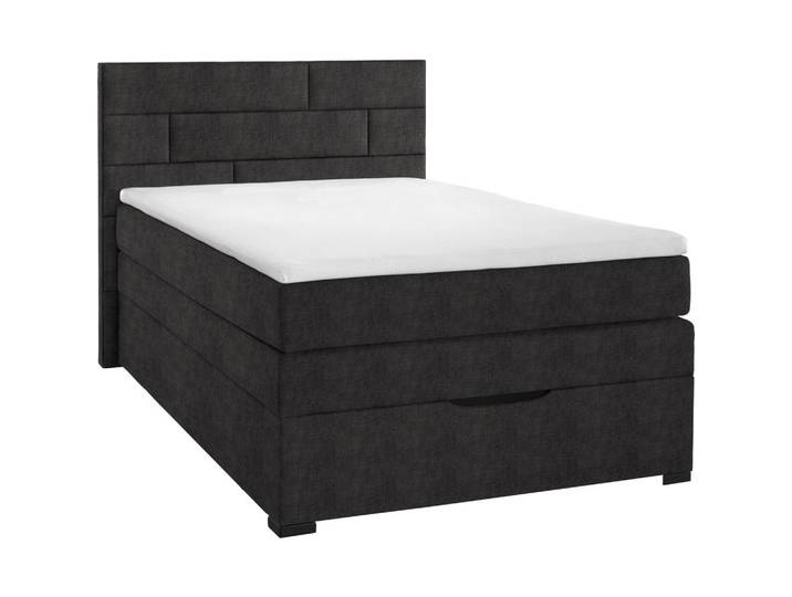Carryhome Boxspringbett, Anthrazit, Textil, Kiefer, vollmassiv, H2, 140x200 cm, Federkernmatratze, Stoffauswahl, Topper durchgehend, In verschiedenen Grössen erhältlich, Schlafzimmer, Bett, Boxspringbetten