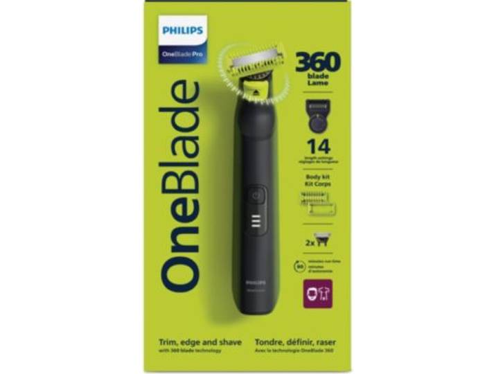 Philips - Tondeuse Multi Usages Oneblade Qp6542/15, Molette Réglable, 14 Hauteurs De Coupe, Précision 0,4 Mm, Autonomie 90 Mn