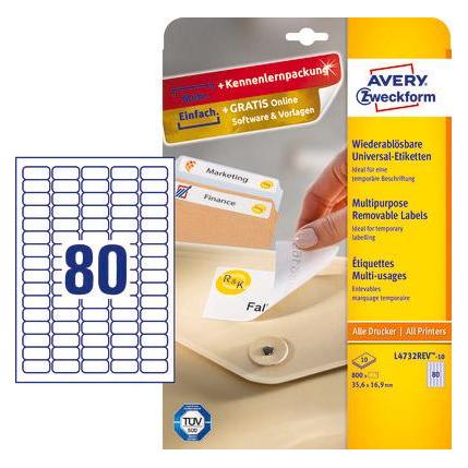 Avery Etiketten, ablösbar, Home Office, Kleinpackung (L4732REV1)