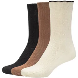 3er Pack camano Comfort Structured Baumwolle Crew Socken Damen 1030 - egret 39-42