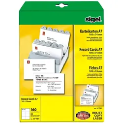 Sigel, Kopierpapier, PC-Karteikarten (A4, 185 g/m2)