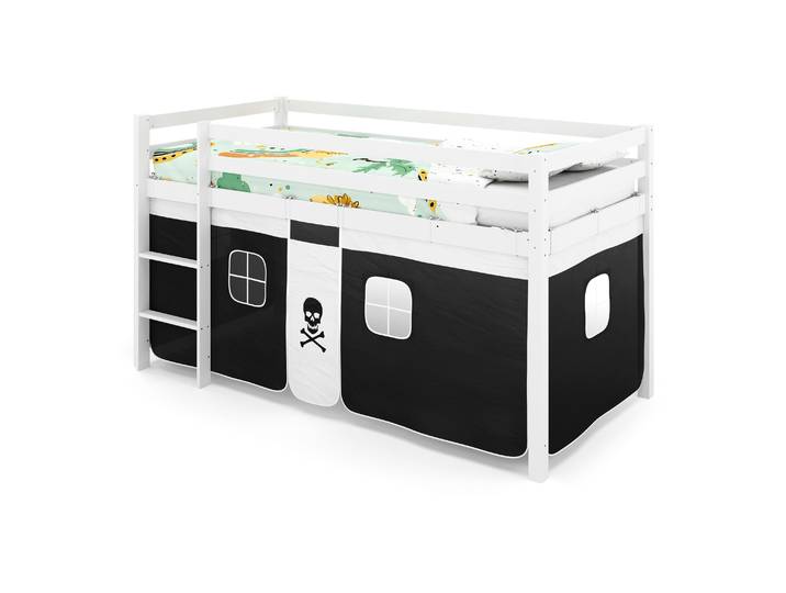 Hochbett PIRATE 90 x 200 cm schwarz/natur