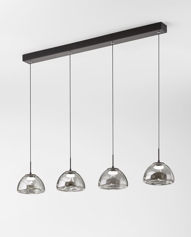 Fabas Luce LED-Pendelleuchte Lucille Schwarz Rauchglas 3764-48-126 8019282546405