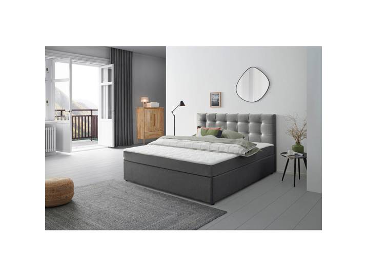 P & B Boxbett, Graphit, Holz, Tanne, H3, Höhe ca. 20 cm, 160x200 cm, Schlafzimmer, Betten, Boxspringbetten
