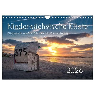 Niedersächsische Küste - Küstenorte von Ostfriesland bis Bremerhaven (Wandkalender 2026 DIN A4 quer), CALVENDO Monatskalender