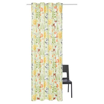 Gardine OTTO HOME "Waldtiere" Gr. 4, grün, B:135cm H:245cm, Baumwolle, recyceltes Polyester (rPET), Gardinen, Gardine, Kindergardine, halbtransparent, einseitig bedruckt