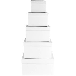Ideen-mit-Herz Geschenkbox 011825, weiß, Set mit 5 verschiedenen Größen, Karton, eckig, 5-teilig
