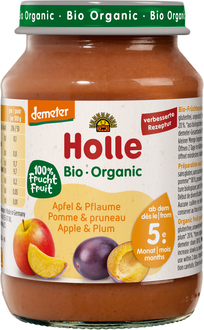 Holle Boião Puré Biológico de Maçã Ameixa +6M 190 gr