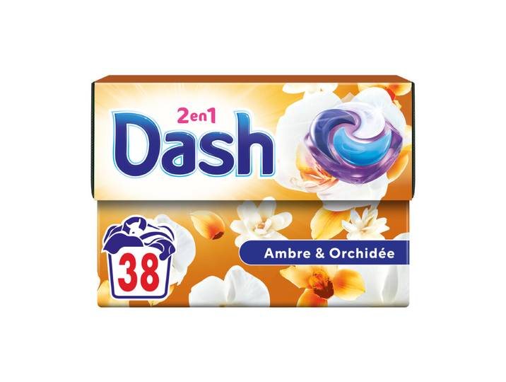 Dash 2-en-1 PODS® Ambre et orchidée, 38 Doses, Fabriqué en France