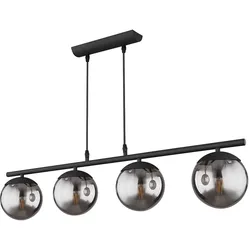 Kugel Design Decken Pendel Filament Leuchte rauch Glas Lampe schwarz matt im Set inkl. LED Leuchtmittel