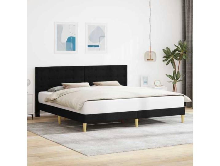 Cadre de lit avec tête de lit Noir 200 x 200 cm Tissu 42027817