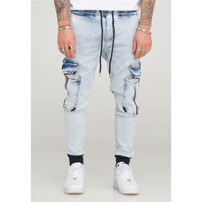 Cargohose 2Y PREMIUM "MERTY Hose", Herren, Gr. 31, US-Größen, blau, 97% Baumwolle, 3% Elasthan, Hosen Cargohose, mit praktischen Taschen