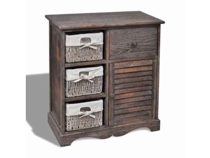 Heofavd Kommode mit 3 Körben Paulownia Holz Beistellschrank Braun