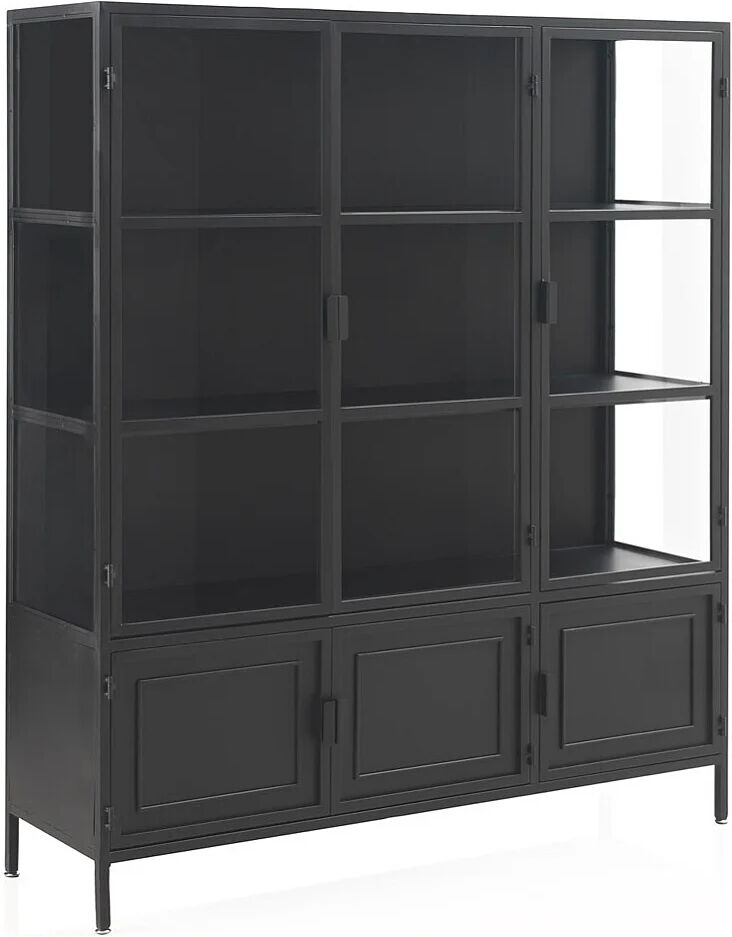 Vitrina puertas y laterales de cristal y estructura metal negra