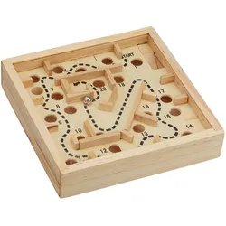 Kugellabyrinth Holz Geschicklichkeitsspiel - Fördert Koordination & Konzentration für Jung & Alt - Massive Kiefernholz-Verarbeitung - Dekoration - 10x10cm