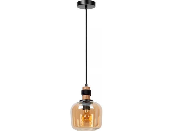 Lampe suspendue abat-jour en verre avec finition en bois noir Ø18cm ILONA 1xE27 40W Lucide