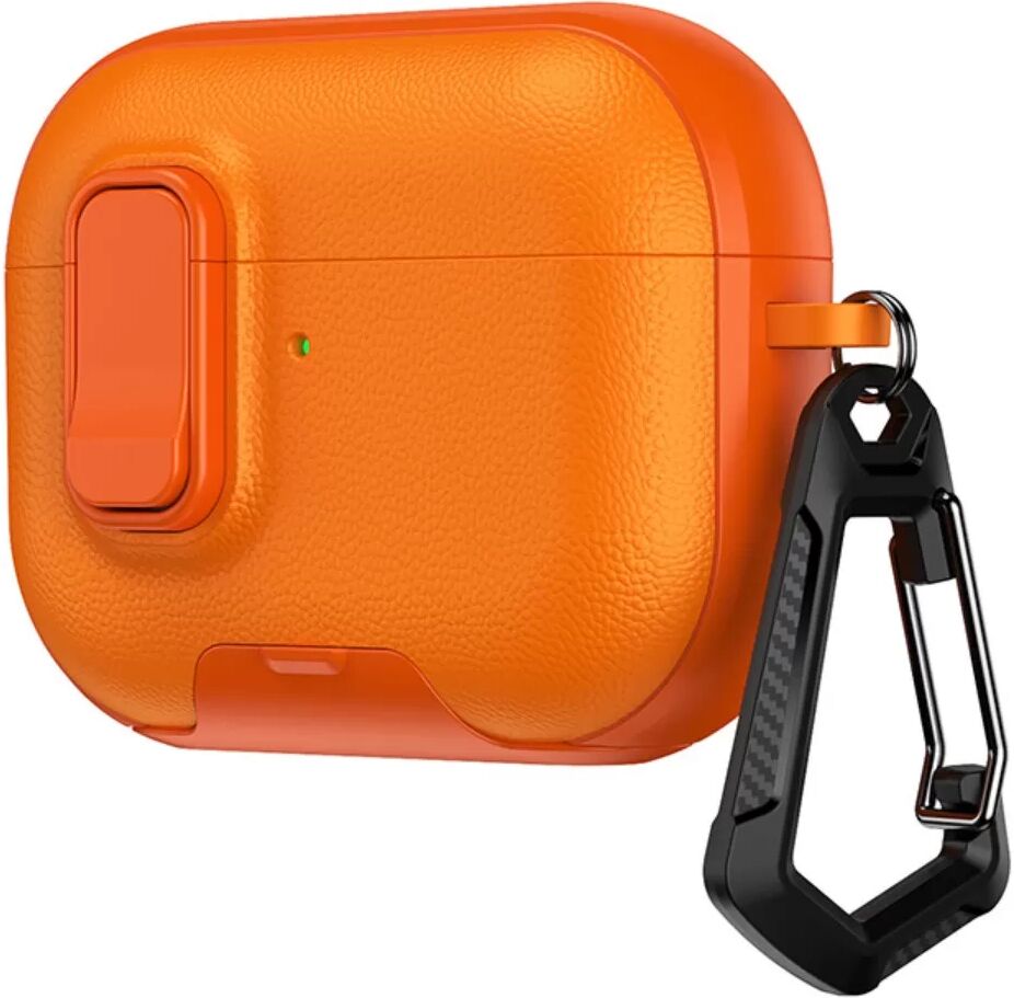 INF Polycarbonat-Schutzetui kompatibel mit AirPods Pro 2 – Vollschutz, stoßabsorbierend, mit Sicherheitsverschluss, verstecktem Orange
