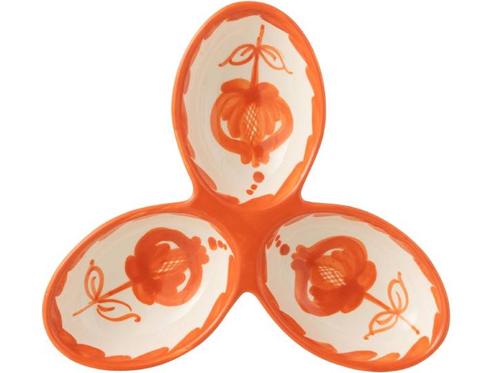 J-Line serveerschaal Granada Clover - keramiek - wit/oranje