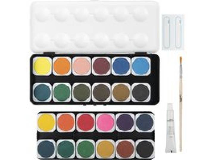 CRELANDO® Boîte de peinture aquarelle, 24 couleurs