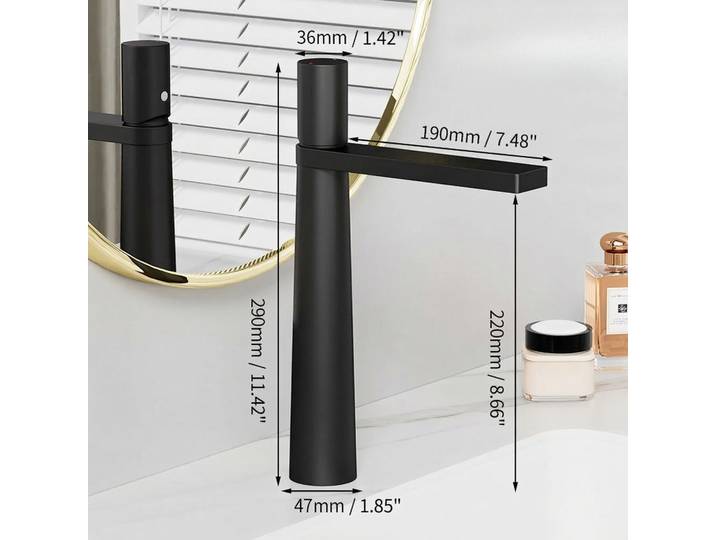 Robinet de lavabo Tuqiu en laiton, mitigeur de salle de bain noir/gris, robinet de lavabo à commande unique, robinet de lavabo chaud et froid
