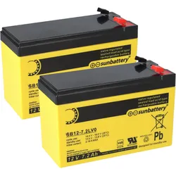 2x AGM Akku 12V 7,2Ah für ABB BZK4E Brandmeldezentrale – SUN Battery VdS