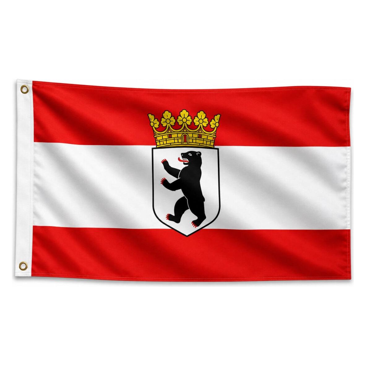 trends4cents Flagge Berlin Bär mit Krone 90 x 150 cm Fahne mit 2 Ösen 100g/m² Stoffgewicht Hissen (90 x 150 cm) (32199626)