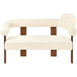 2-SITZER-SOFA Bouclé Cremeweiß/Dunkelbraun Ilbro