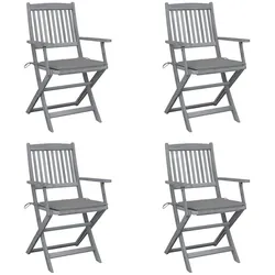 vidaXL Klappbare Gartenstühle 4 Stk. mit Sitzkissen Massivholz Akazie