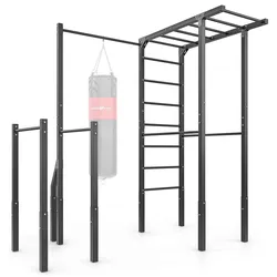 Outdoor Sprossenwand mit Klimmzugstange, Boxsackhalterung und Dip Station MO-Z5 - Marbo Sport