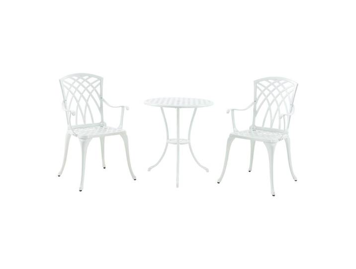 casa.pro Bistro-Set 3 Tlg. Vena, Weiß, Metall, Gartenmöbel, Balkonmöbel