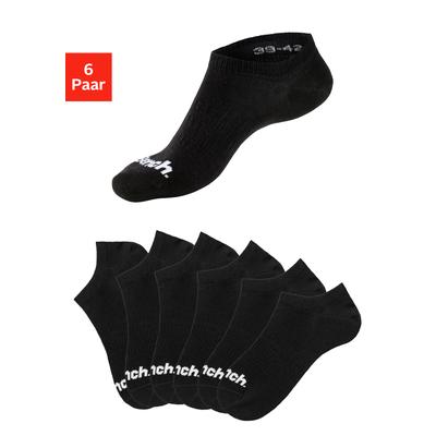 Sportsocken BENCH. "Damen Herren Sneaker Socken, Niedrige Socken", Damen, Gr. 43-46, schwarz (6x schwarz), Baumwollmischung, unifarben, elastisch, Socken Sportsocken, Sneakersocken verschwinden im Schuh