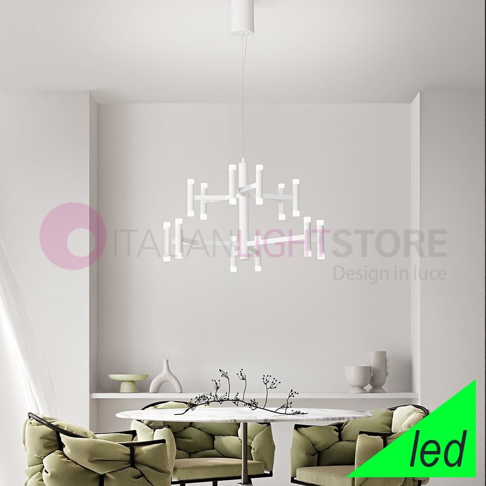 Candles Bianco Sospensione Lampadario Led 68w Design Moderno