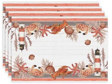 Laural Home "Seafood Shack Placemat Set - 13"" x 19"""