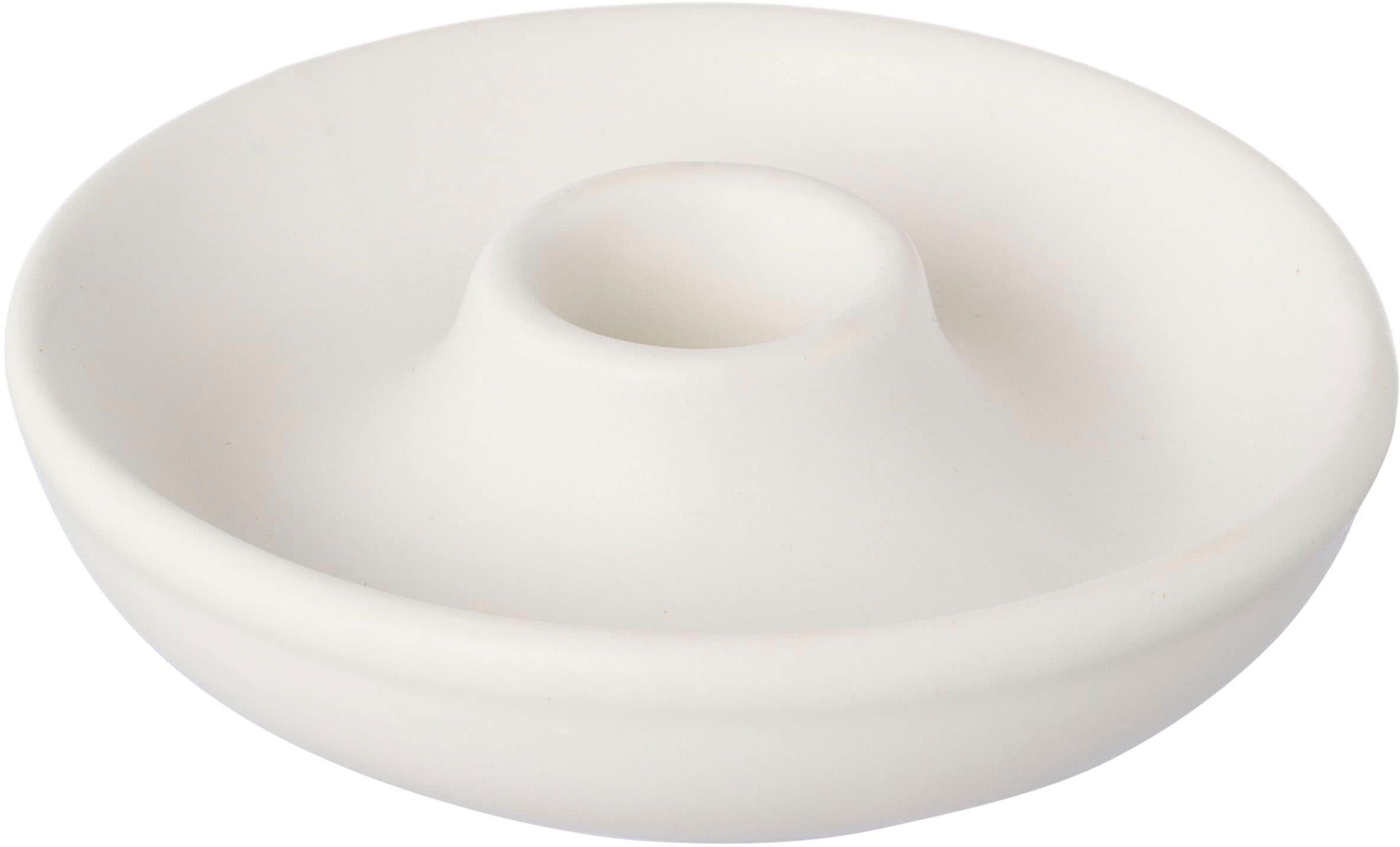 Kerzenhalter GOODPRODUCT "Stabkerzenhalter Adalena", weiss (weiß), H:3cm Ø:9cm, Porzellan, Kerzenhalter, Kerzenhalter, aus Porzellan, im nordischen Stil weiß B/H/T: 3cm